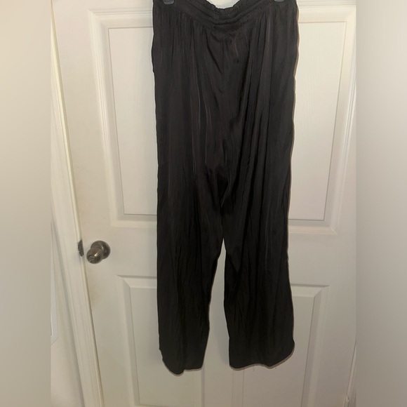 Joie women’s black silky rope drawstring flowy wide leg pants L beach summer - Picture 7 of 8